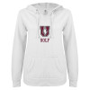 Thumbnail image for  ENZA Womens White V Notch Raw Edge Fleece Hoodie