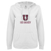Thumbnail image for  ENZA Womens White V Notch Raw Edge Fleece Hoodie