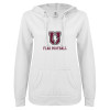 Thumbnail image for  ENZA Womens White V Notch Raw Edge Fleece Hoodie