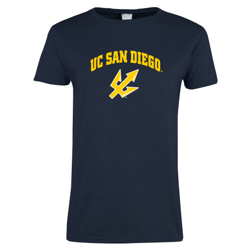  Womens Short Sleeve Navy Tee - UC San Diego Arched Over Trident