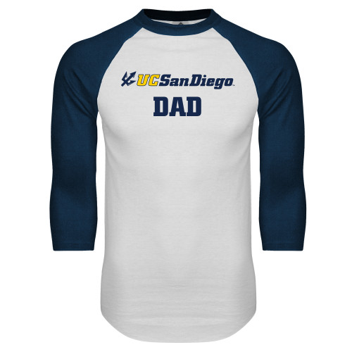 White/Navy Raglan Baseball T Shirt - Dad