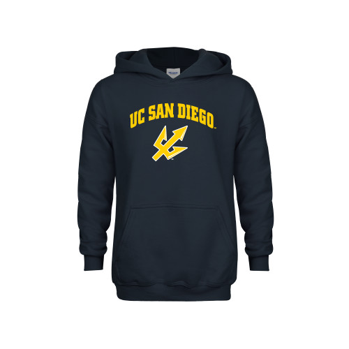  Youth Navy Fleece Hoodie - UC San Diego Arched Over Trident