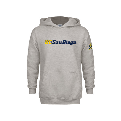  Youth Grey Fleece Hood - UC San Diego Wordmark