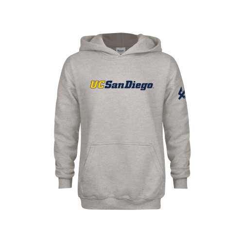  Youth Grey Fleece Hood - UC San Diego Wordmark
