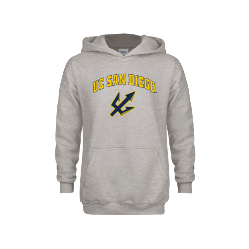  Youth Grey Fleece Hood - UC San Diego Arched Over Trident