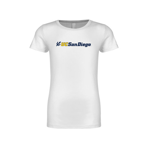  Next Level Girls White Fashion Fit T Shirt - UC San Diego Primary Mark