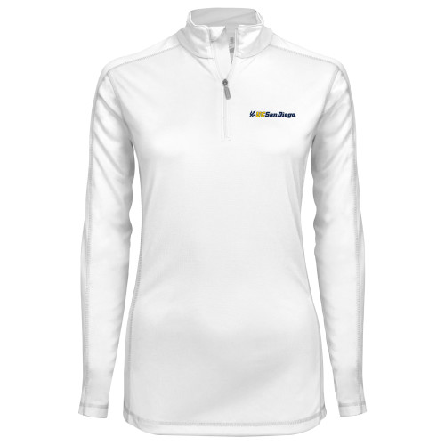  Syntrel Womens White Interlock 1/4 Zip - UC San Diego Primary Mark