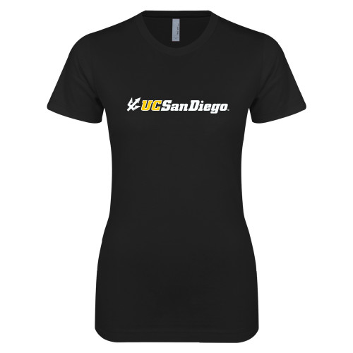  Next Level Womens Black Boyfriend Tee - UC San Diego Primary Mark