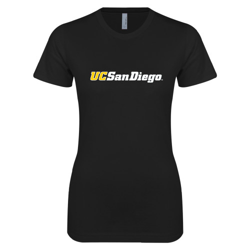  Next Level Womens Black Boyfriend Tee - UC San Diego Wordmark