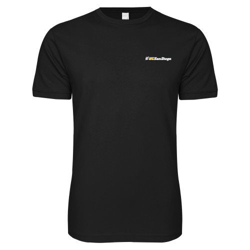 Next Level Black SoftStyle T Shirt - UC San Diego Primary Mark