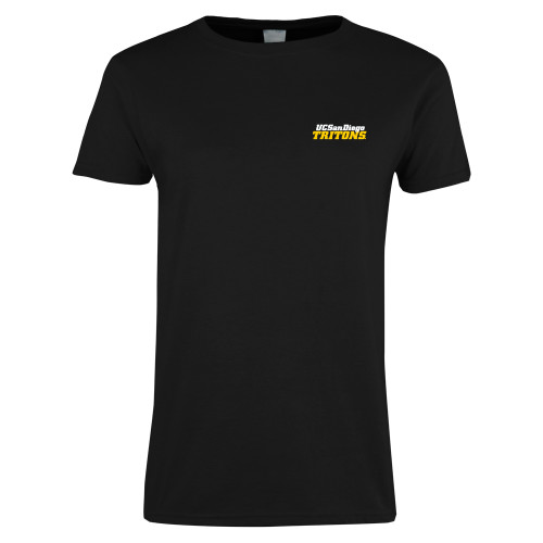  Womens Black Short Sleeve Tee - UC San Diego Tritons Mark