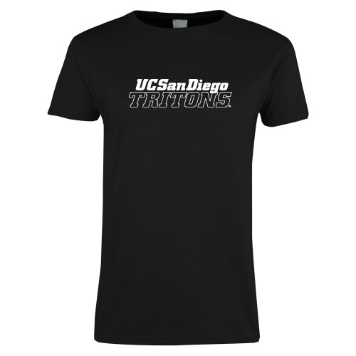  Womens Black Short Sleeve Tee - UC San Diego Tritons Mark