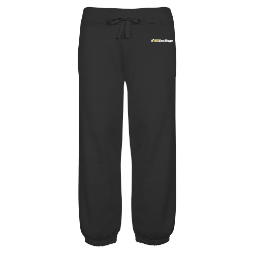  ENZA Womens Black Banded Fleece Capri - UC San Diego Primary Mark