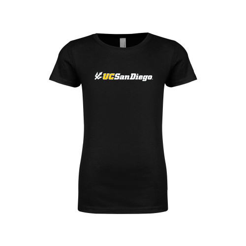  Next Level Girls Black Fashion Fit T Shirt - UC San Diego Primary Mark