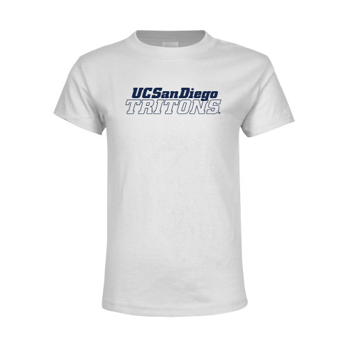 Youth White T Shirt - UC San Diego Tritons Mark