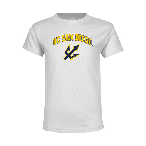  Youth White T Shirt - UC San Diego Arched Over Trident