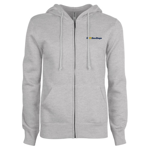  ENZA Womens Grey Fleece Full Zip Hoodie - UC San Diego Primary Mark