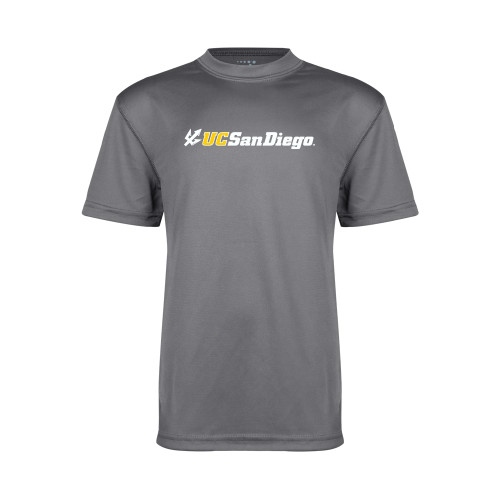  Youth Performance Grey Concrete Tee - UC San Diego Primary Mark