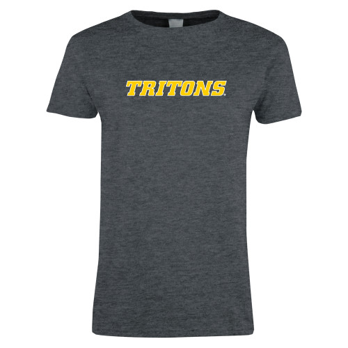  Womens Dark Heather Short Sleeve Tee - Tritons Wordmark