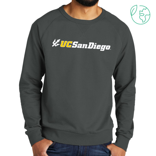  Allmade Dark Grey Organic French Terry Crewneck Sweatshirt - UC San Diego Primary Mark
