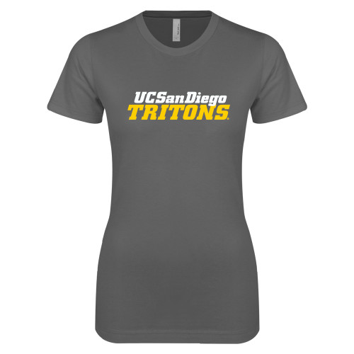  Next Level Womens Charcoal Boyfriend Tee - UC San Diego Tritons Mark