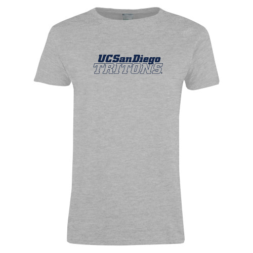  Womens Grey Short Sleeve Tee - UC San Diego Tritons Mark