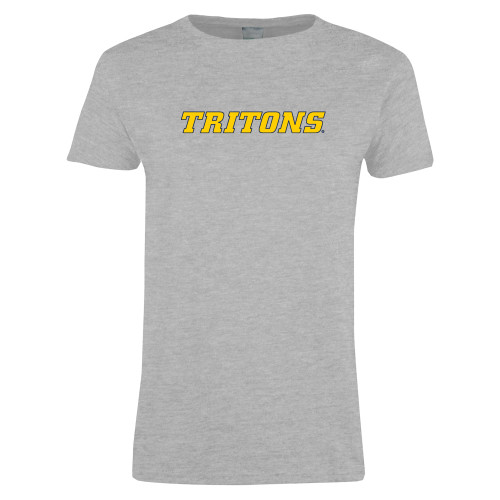  Womens Grey Short Sleeve Tee - Tritons Wordmark