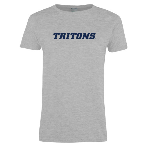  Womens Grey Short Sleeve Tee - Tritons Wordmark