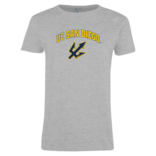  Womens Grey Short Sleeve Tee - UC San Diego Arched Over Trident