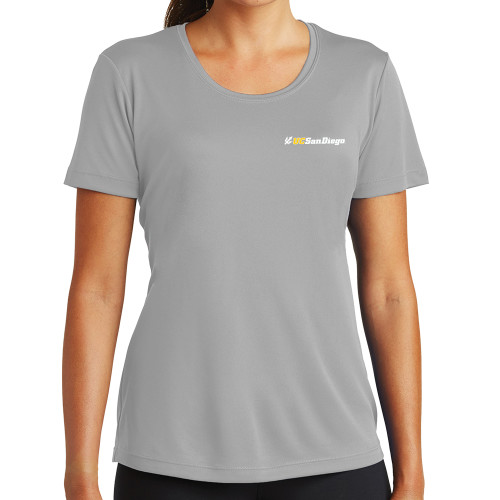  Womens Grey Performance Short Sleeve Tee - UC San Diego Primary Mark