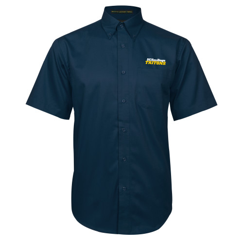  Navy Twill Button Down Short Sleeve - UC San Diego Tritons Mark