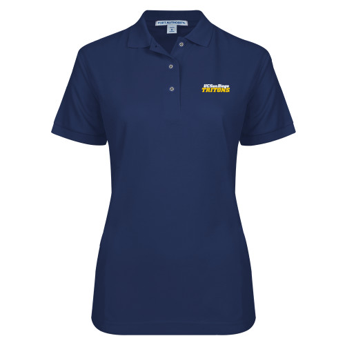  Womens Silk Touch Navy Pique Polo - UC San Diego Tritons Mark