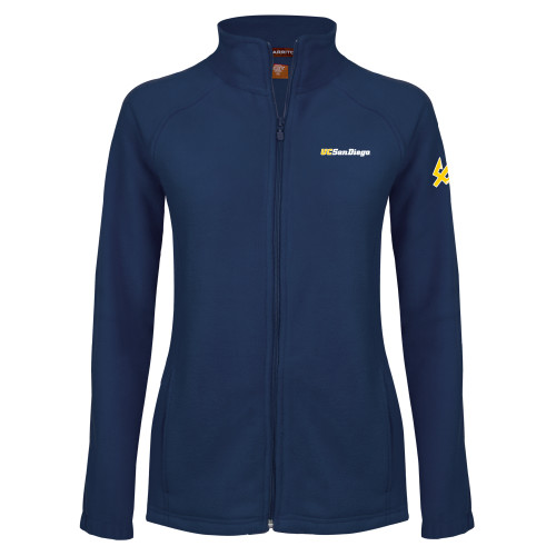  Womens Navy Fleece Full Zip Jacket - UC San Diego Wordmark
