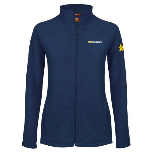  Womens Navy Fleece Full Zip Jacket - UC San Diego Wordmark