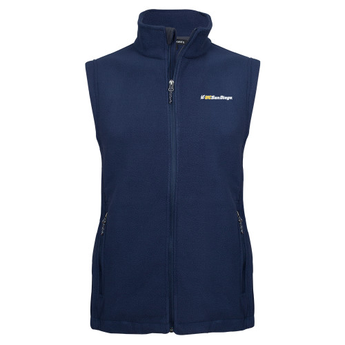 Navy Fleece Full Zip Vest - UC San Diego Primary Mark