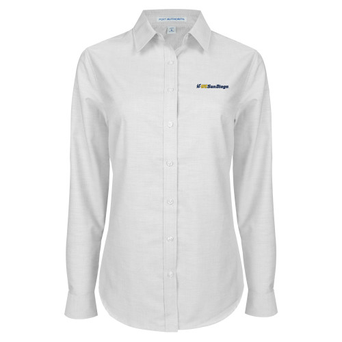  Womens White Oxford Shirt - UC San Diego Primary Mark