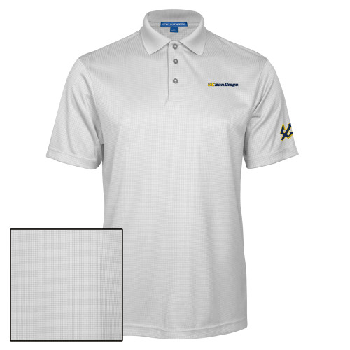  White Performance Fine Jacquard Polo - UC San Diego Wordmark