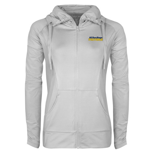  Womens White Sport Wick Stretch Full Zip Jacket - UC San Diego Tritons Mark
