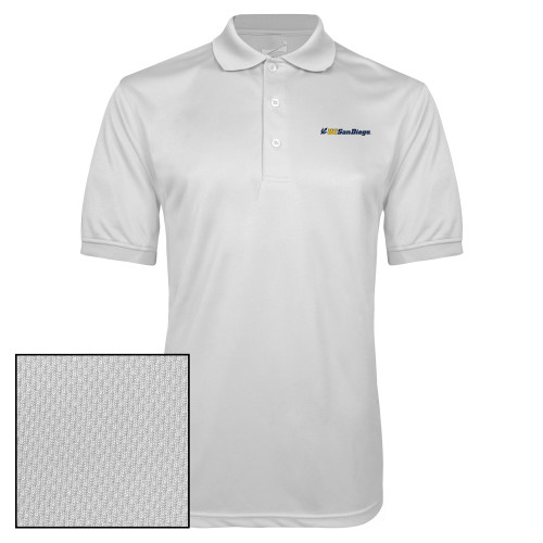  White Dry Mesh Polo - UC San Diego Primary Mark