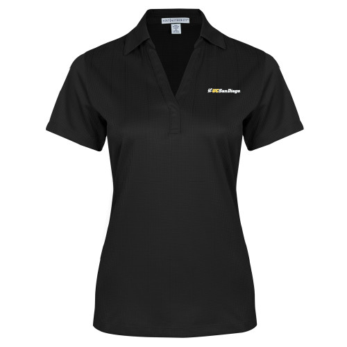  Womens Black Performance Fine Jacquard Polo - UC San Diego Primary Mark