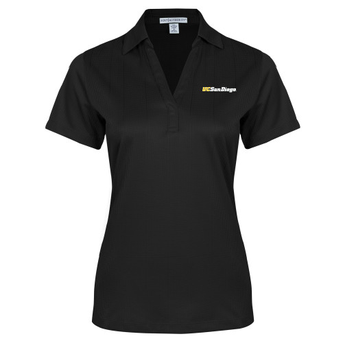  Womens Black Performance Fine Jacquard Polo - UC San Diego Wordmark