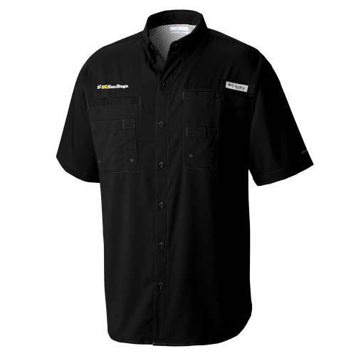  Columbia Black Tamiami Performance Short Sleeve Shirt - UC San Diego Primary Mark