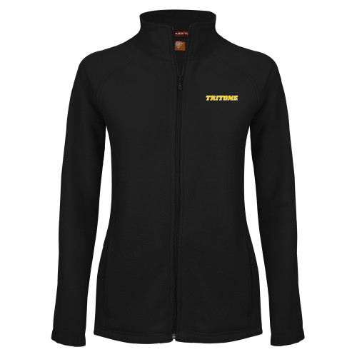  Womens Black Fleece Full Zip Jacket - Tritons Wordmark