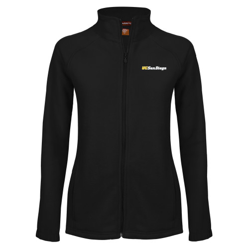  Womens Black Fleece Full Zip Jacket - UC San Diego Wordmark