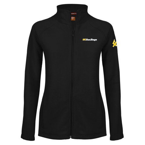  Womens Black Fleece Full Zip Jacket - UC San Diego Wordmark