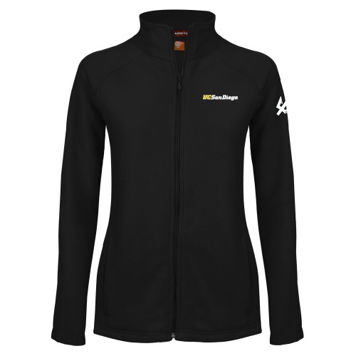  Womens Black Fleece Full Zip Jacket - UC San Diego Wordmark