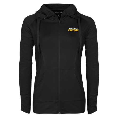  Womens Black Sport Wick Stretch Full Zip Jacket - UC San Diego Tritons Mark