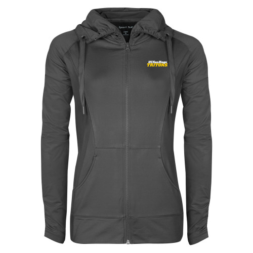  Womens Charcoal Sport Wick Stretch Full Zip Jacket - UC San Diego Tritons Mark