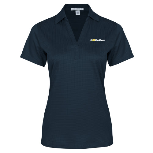  Womens Navy Performance Fine Jacquard Polo - UC San Diego Primary Mark