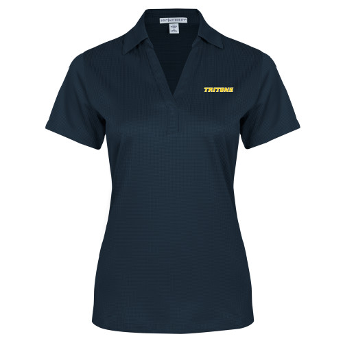 Womens Navy Performance Fine Jacquard Polo - Tritons Wordmark